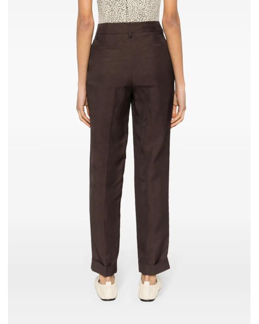 P.A.R.O.S.H. Brown High-Waist Tapered Trousers