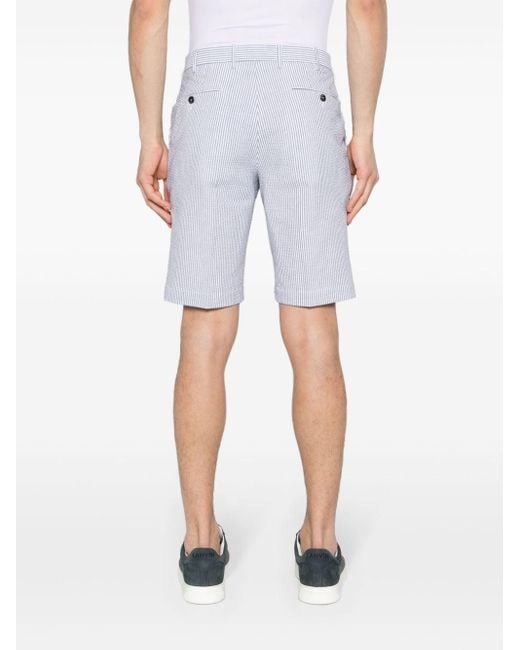 PT Torino Blue Striped Seersucker Deck Shorts for men