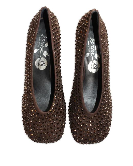 LA ROSE Brown 50Mm Crystal-Embellished Pumps