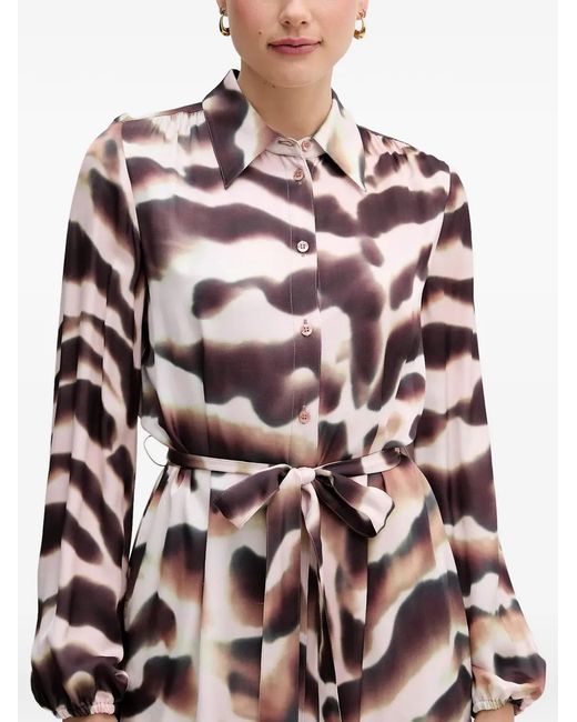 MARC AUREL White Tie Dye Belted Midi Dress