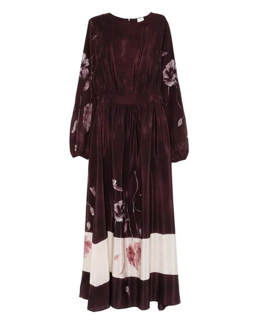 Eleventy Purple Floral Midi Dress