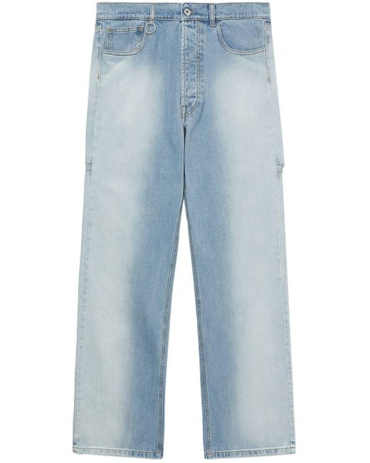 Random Identities Blue Cut-out Straight-leg Jeans for men