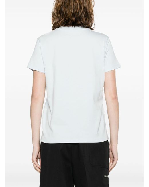 Moncler White Besticktes T-Shirt aus Bio-Baumwolle