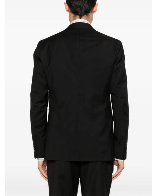 Tagliatore Black Pin-Lapel Virgin-Wool Jacket for men