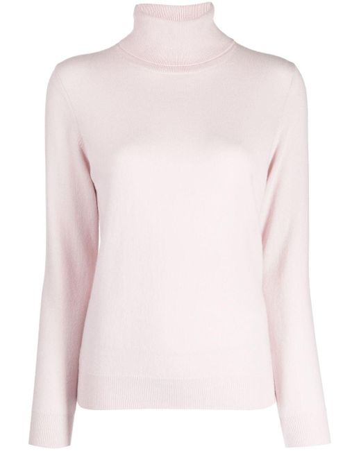 N.Peal Cashmere Pink Ribbed-knit Roll Neck Sweater