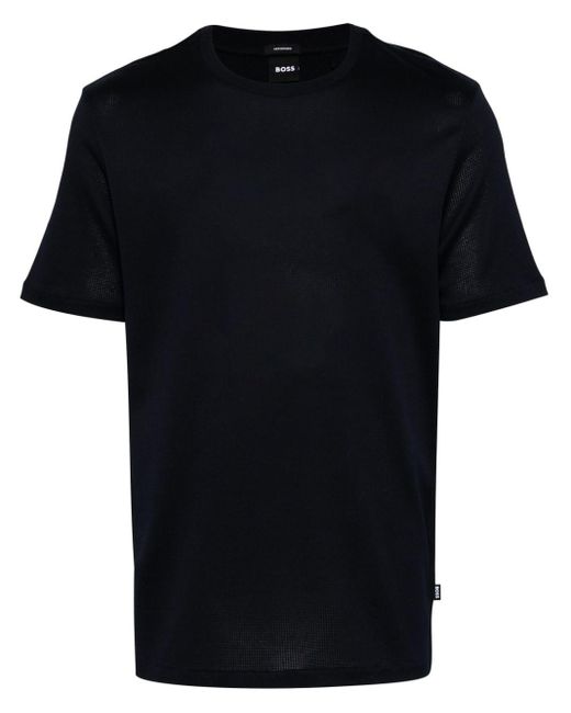 Boss Black Fine-ribbed Cotton T-shirt for men