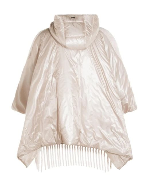 Herno Pink Hooded Fringed Cape