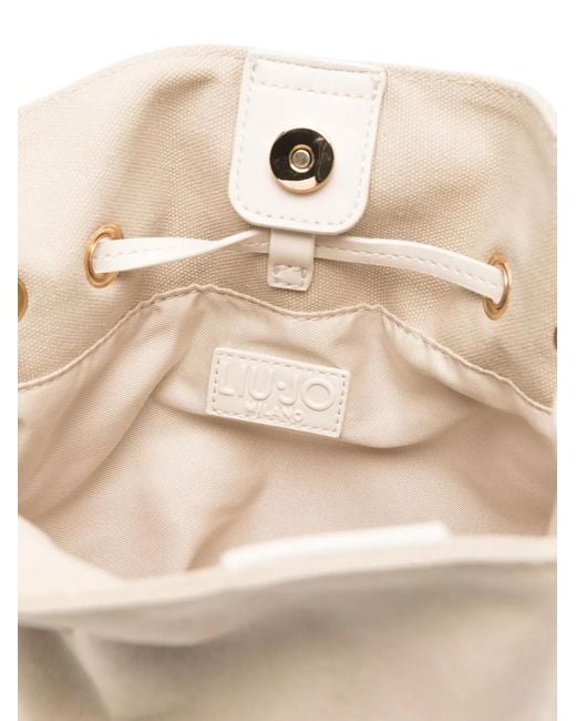 Liu Jo White Logo-Patch Bucket Bag