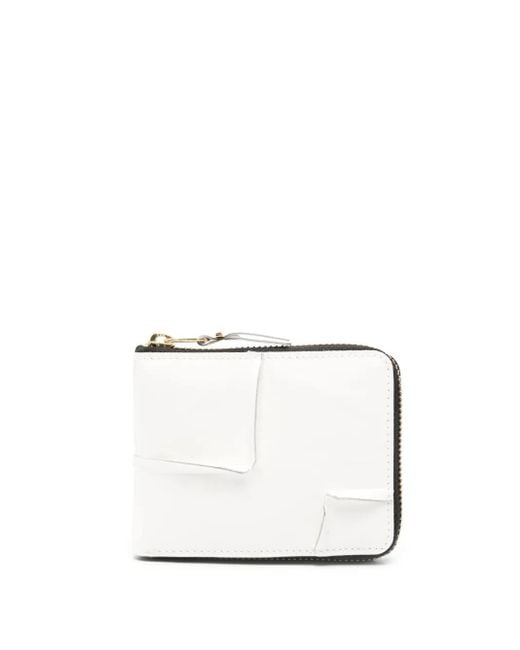 Comme des Garçons White Exposed-Seams Zip-Up Wallet