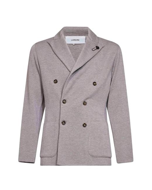 Lardini Gray Peak-Lapel Double-Breasted Blazer for men