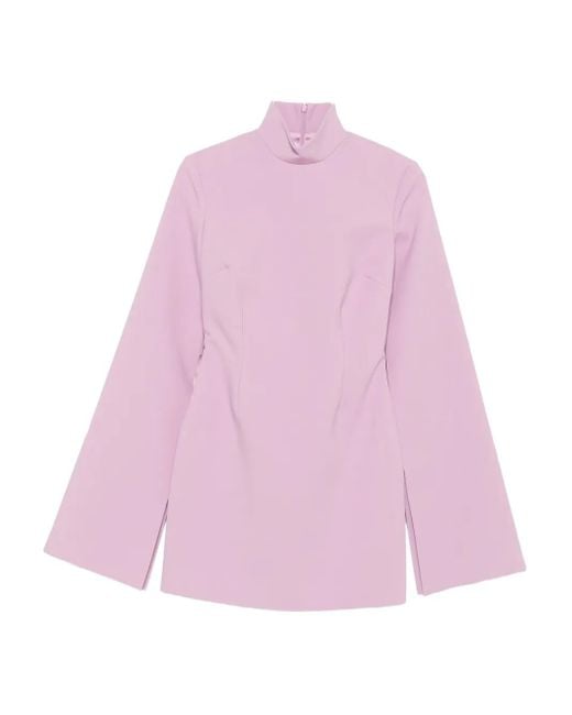 Solace London Funnel-neck Mini Dress Pink