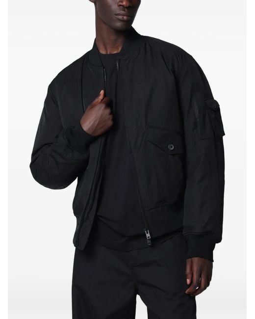 Y-3 Black Logo-Print Bomber Jacket for men
