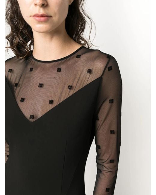 Vestido midi con logo en jacquard Givenchy de color Black
