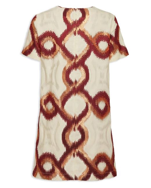 LaDoubleJ Multicolor Mini Swing Geometric-Print Short-Sleeve Dress