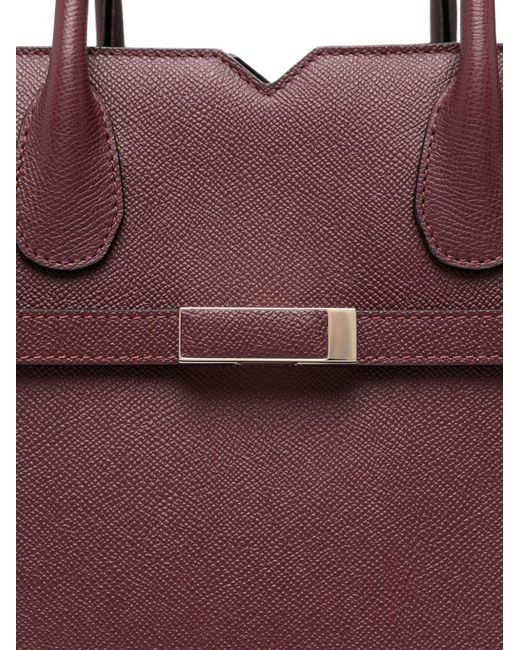 Valextra Purple Rectangle Leather Tote Bag