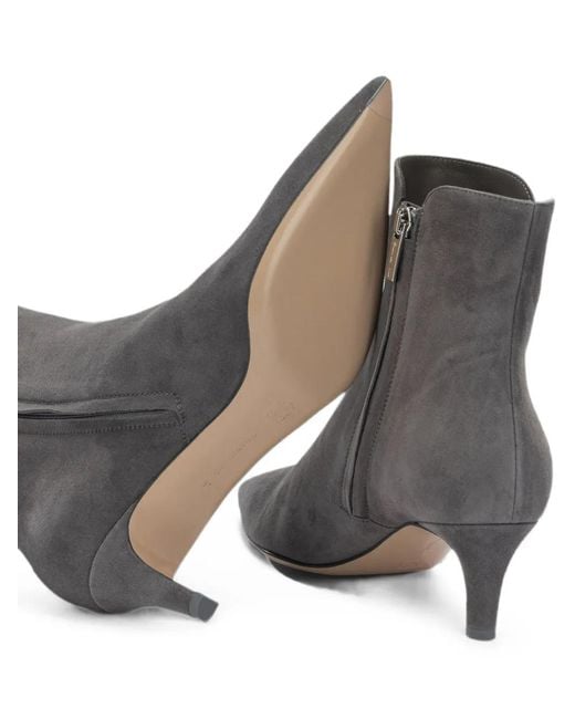 Gianvito Rossi Gray Pointed-Toe Suede Boots