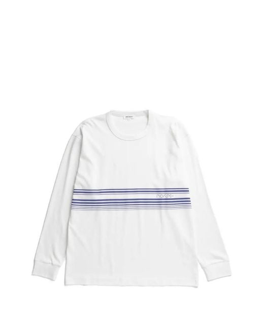 Norse Projects White Loften Nautical Stripe-Print Long-Sleeved Cotton T-Shirt for men
