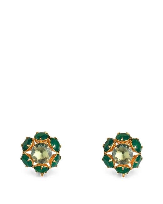 Bounkit Green Odessa Amethyst Onyx Earrings