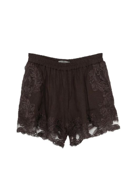 Maurizio Braschi Black Lace-Trim Shorts