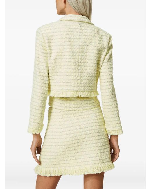 Twinset Natural Bouclé Fringed Mini Skirt