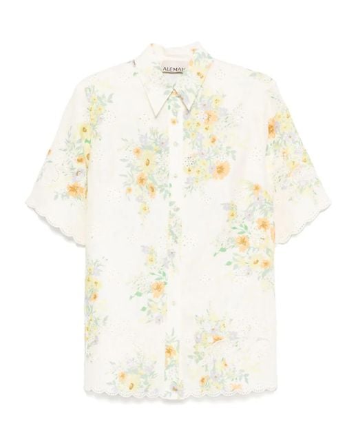 ALÉMAIS White Floral-Print Shirt
