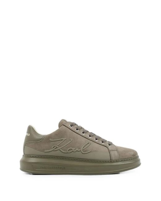 Karl Lagerfeld Gray Logo-Embossed Lace-Up Sneakers for men