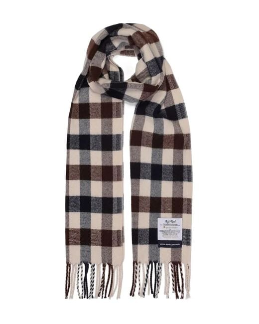 Aquascutum White Macro Club Check Tasselled Scarf