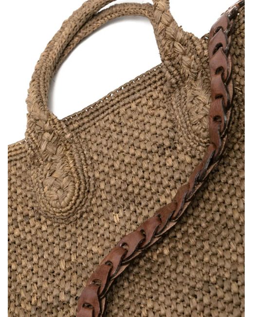 IBELIV Brown Rary Woven-Raffia Tote Bag