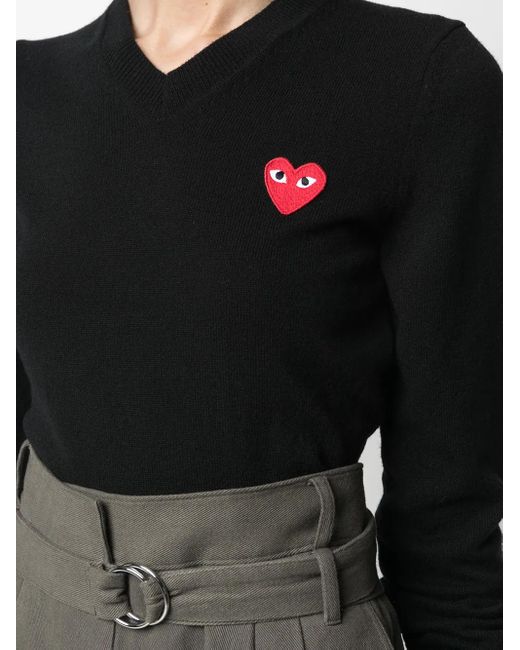 COMME DES GARÇONS PLAY Black Motif V-Neck Jumper