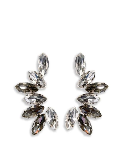 Erdem White Crystal-Embellished Marquise-Cut Earrings