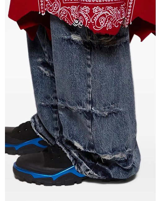 PDF Red Paisley-Pattern Jeans for men