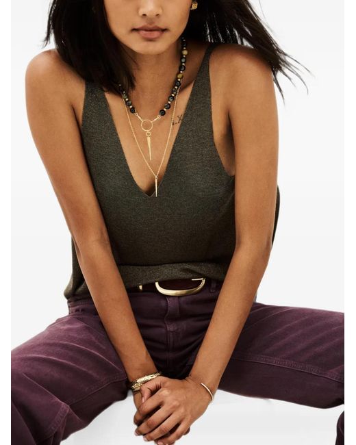Ba&sh Brown Zuani V-Neck Knitted Tank Top