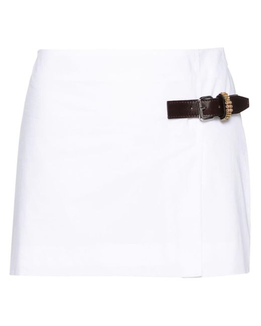 16Arlington White Side-buckle Organic Cotton Miniskirt