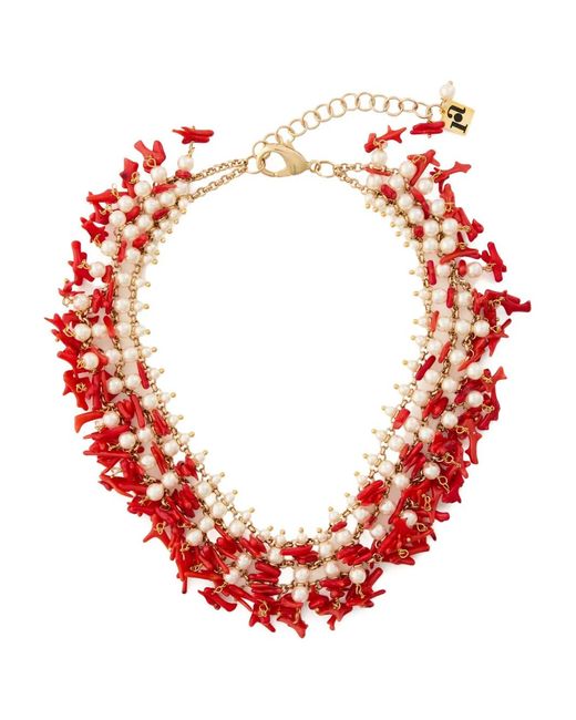 Collar con perla de coral Rosantica de color Red