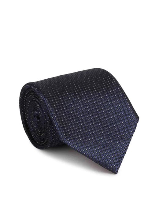 Zegna Blue Geometric-Pattern Silk Tie for men