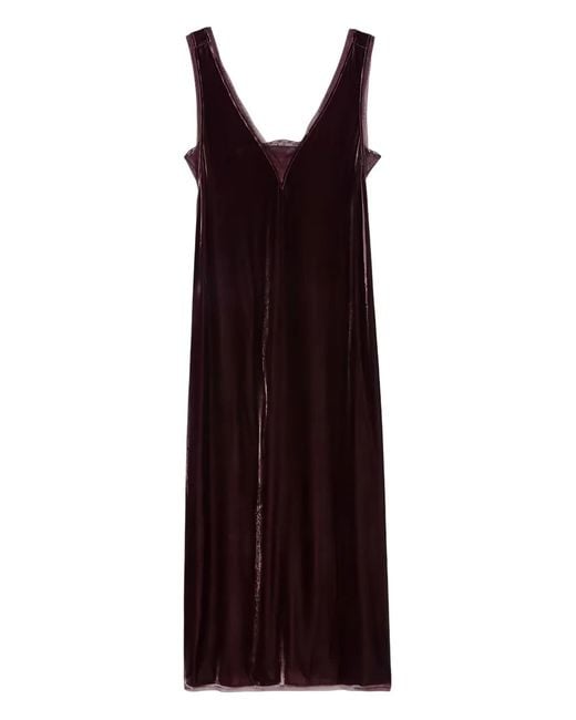 Zadig & Voltaire Purple Lace-Insert Midi Dress
