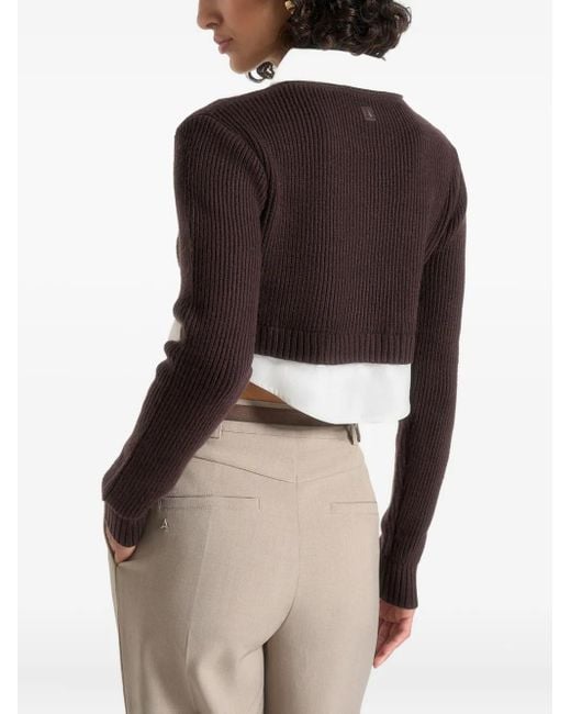 Manière De Voir Flavie Cropped Top Met Afneembare Kraag in het Black