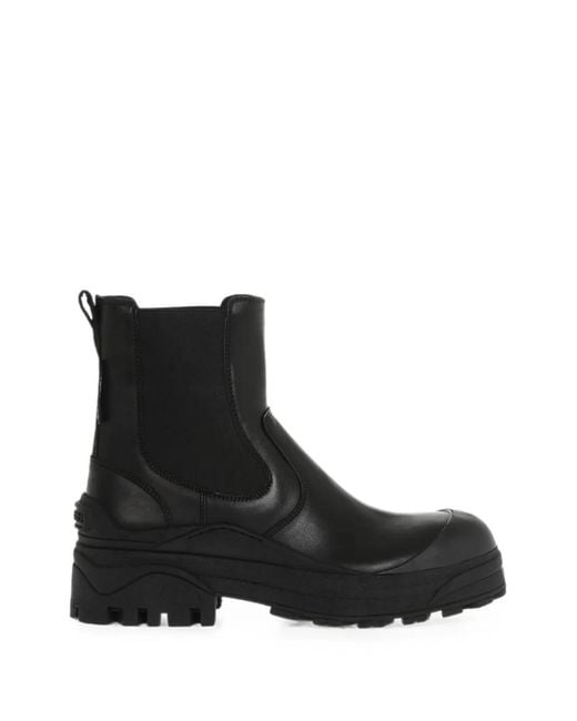 DSquared² Black Lug-Sole Leather Ankle Boots