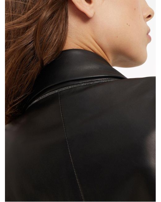 Brunello Cucinelli Black Single-breasted Leather Blazer