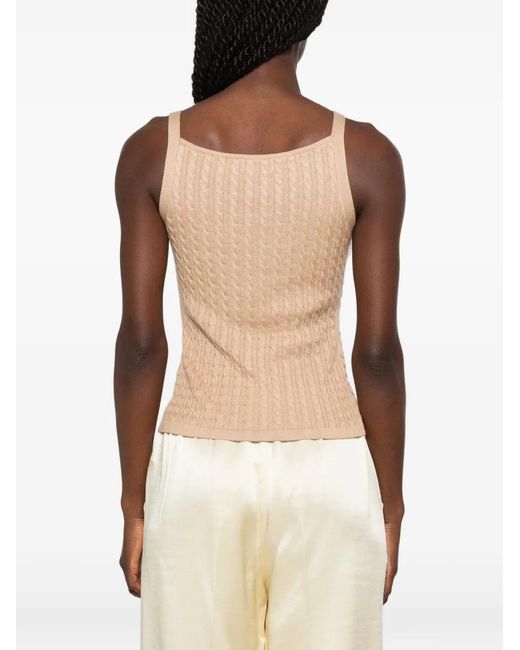 Soft Goat Natural Cable-Knit Tank Top