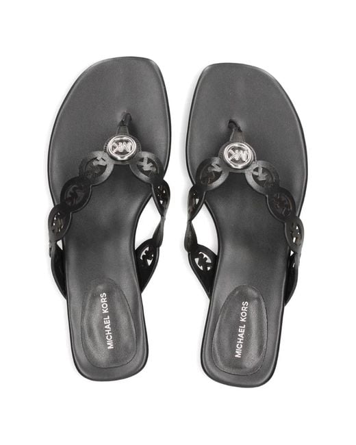 MICHAEL Michael Kors White Logo-Cutout Kitten-Heel Sandals