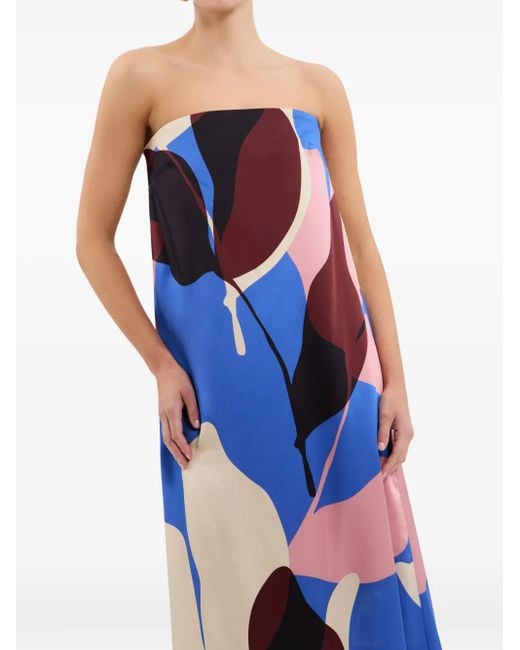 Rebecca Vallance Blue Mika Maxikleid Mit Abstraktem Print
