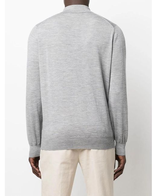 Brunello Cucinelli Gray Knitted Polo Shirt for men