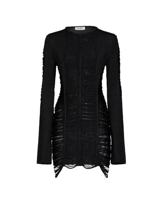 The Attico Black Fringe-Detail Mini Dress