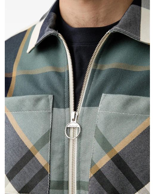 Barbour Gray Etterick Tartan-Print Zip-Up Overshirt for men