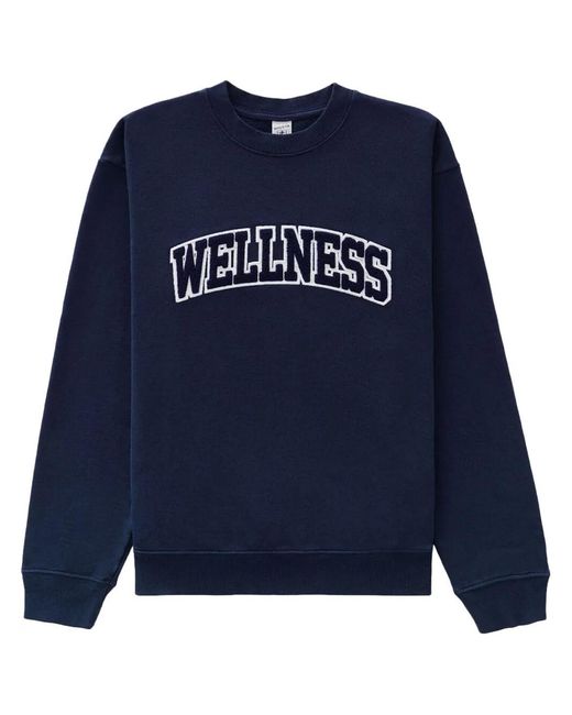 Sporty & Rich Blue Text-Print Cotton Sweatshirt