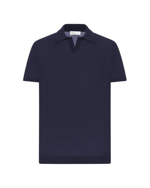 Roberto Collina Blue V-Neck Cotton T-Shirt for men