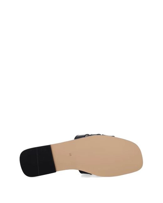 Twinset White Leather Sliders With Logo