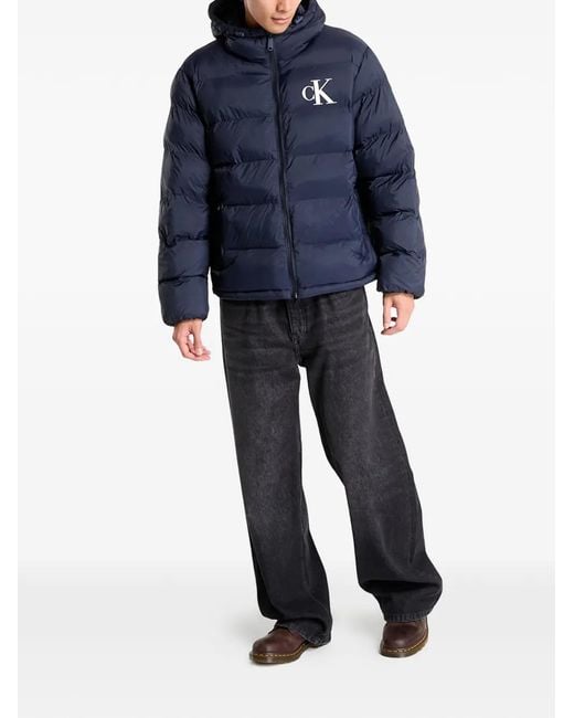 Calvin Klein Blue Monogram Puffer Jacket for men