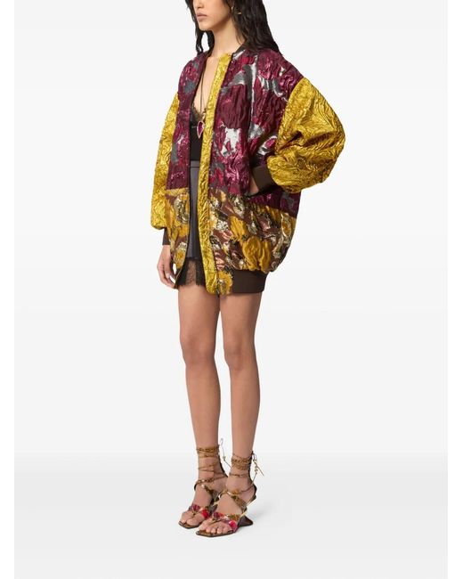 Nina Ricci Red Jacquard Patchwork Bomber